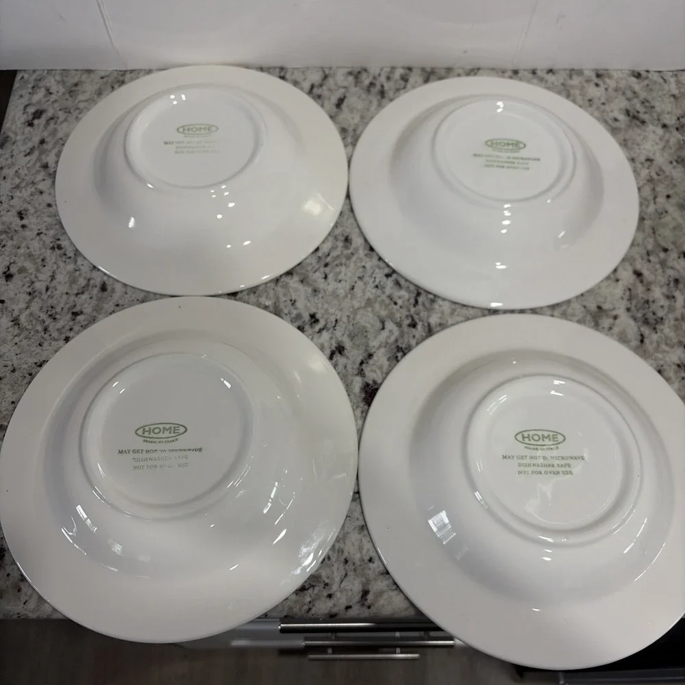 4 HOME Italy Ceramic Holiday Reindeer Bowls Christmas Polka Dot Rimmed SoupPasta